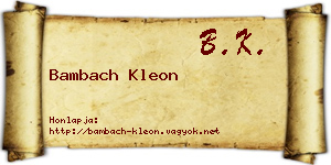 Bambach Kleon névjegykártya